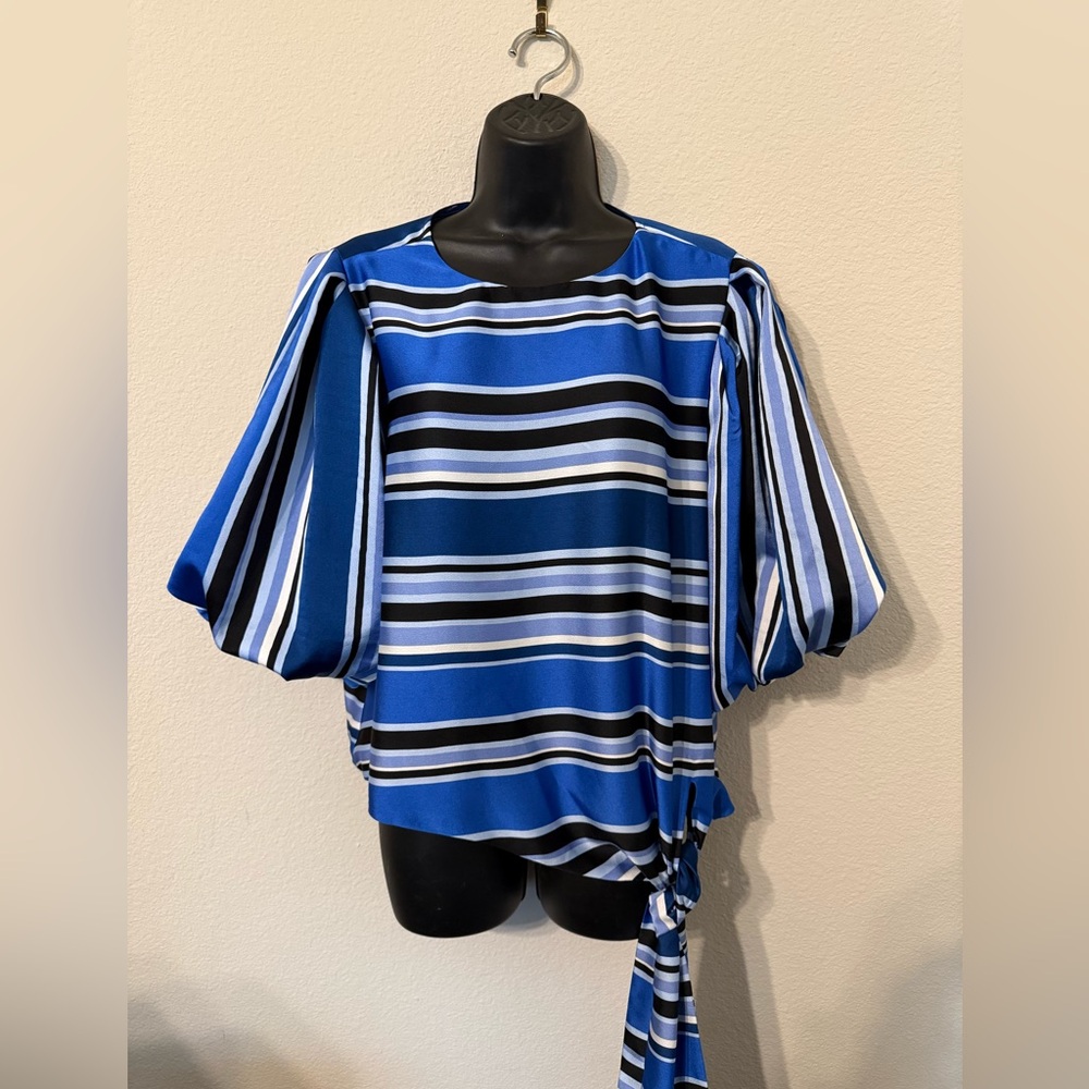 Vince Camuto Petite Striped Balloon Sleeve Top